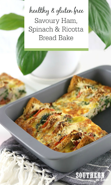 Healthy Savoury Ham Spinach and Ricotta Bread Bake Recipe - Recipes for Christmas Leftovers, Gluten Free, Healthy, Low Fat, High Protein, Meal Prep Recipes