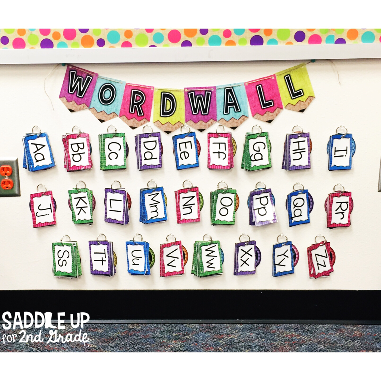 The blog posts features a tour of my 2nd grade classroom with a burlap and bright theme! My interactive word wall is one of my favorite classroom tools. 