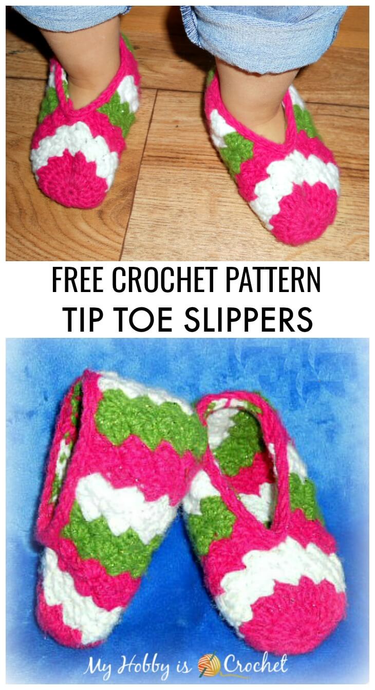 Tip Toe Slippers - Free Crochet Pattern: Written Instructions and Chart
