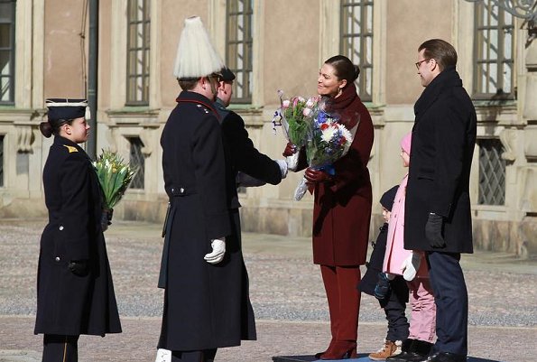 Prince Daniel, Princess Estelle and Prince Oscar attended Princess Victoria's Name Day. By Malina trousers