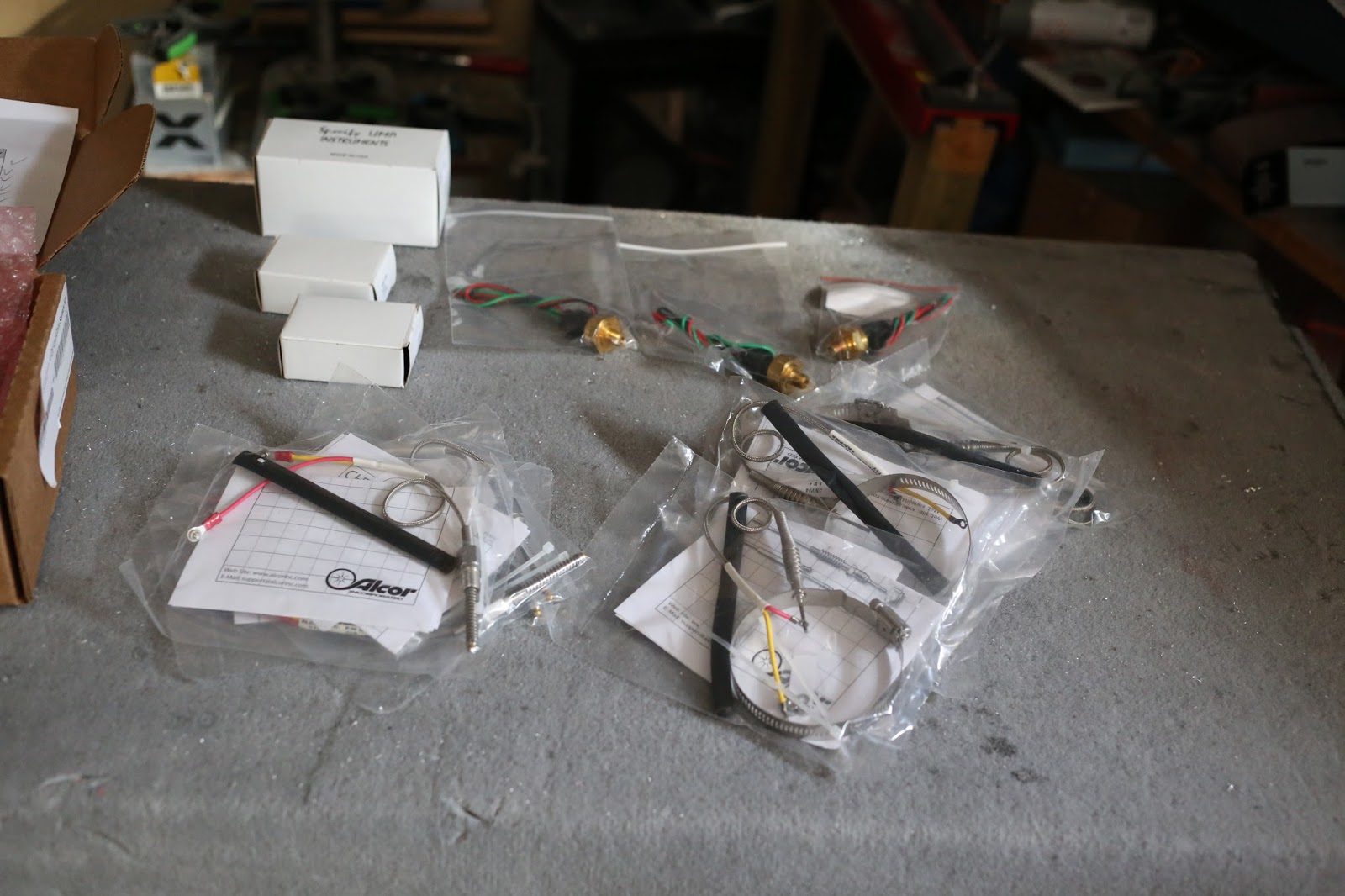 The building of a Vans RV14 aluminium baffle attached and sensors have arrived