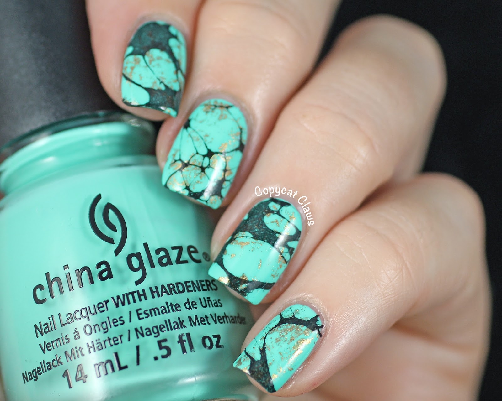 Copycat Claws: Turquoise Stone Nail Art amp; China Glaze Too Yacht To 