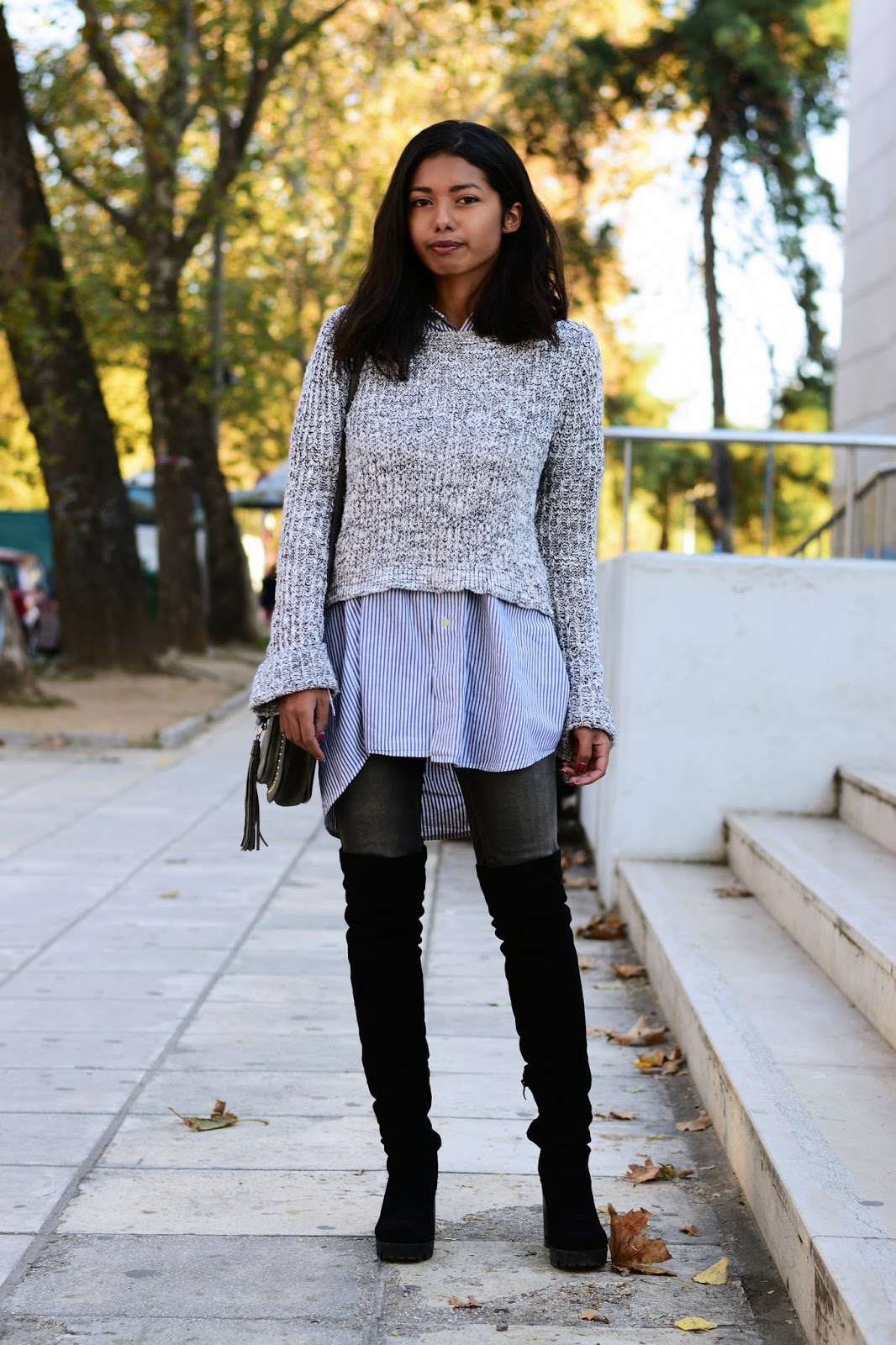 how to wear over the knee boots with jeans casual inspiration