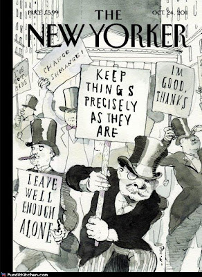 New Yorker cover pictures millionaires picketing the Wall street protestors
