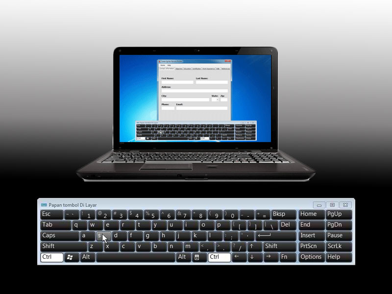 Cara menampilkan keyboard di layar laptop windows 7