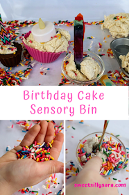 birthday cake play doh sensory bin