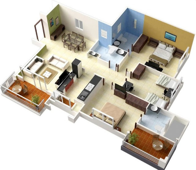Denah Rumah Minimalis 3D Denah Rumah Minimalis 3D