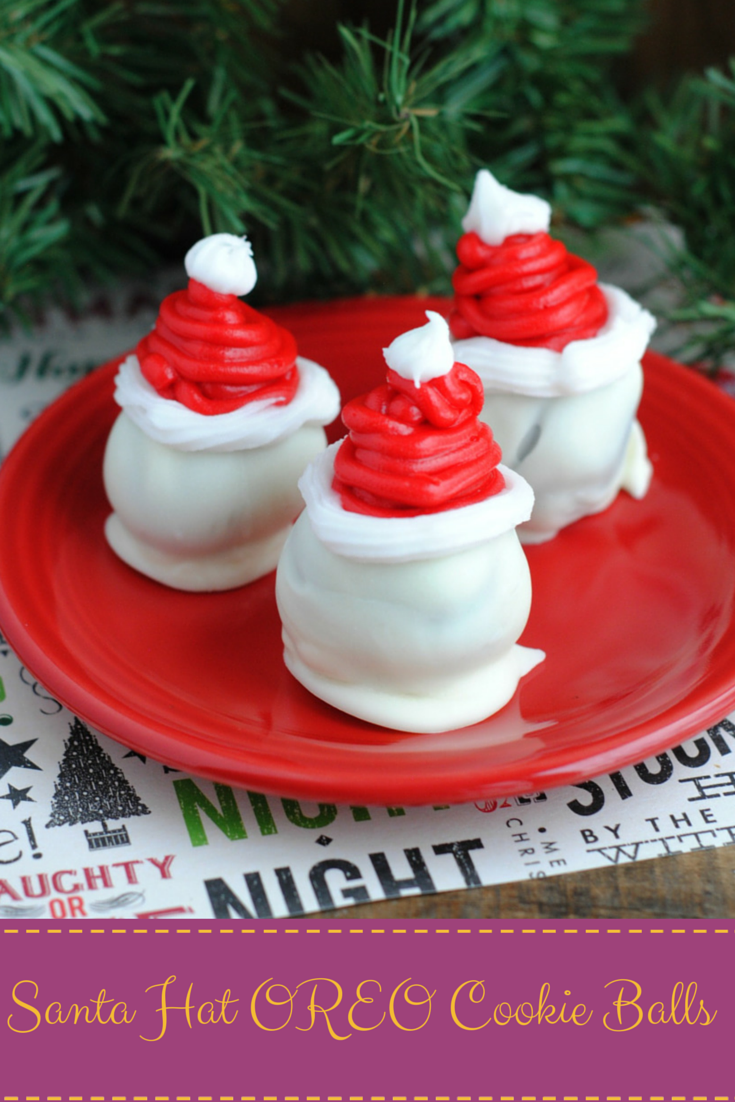 Santa Hat OREO Cookie Balls #OREOCookieBalls #ad