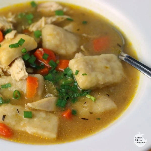 close up of Chicken N Dumplings in a bowl