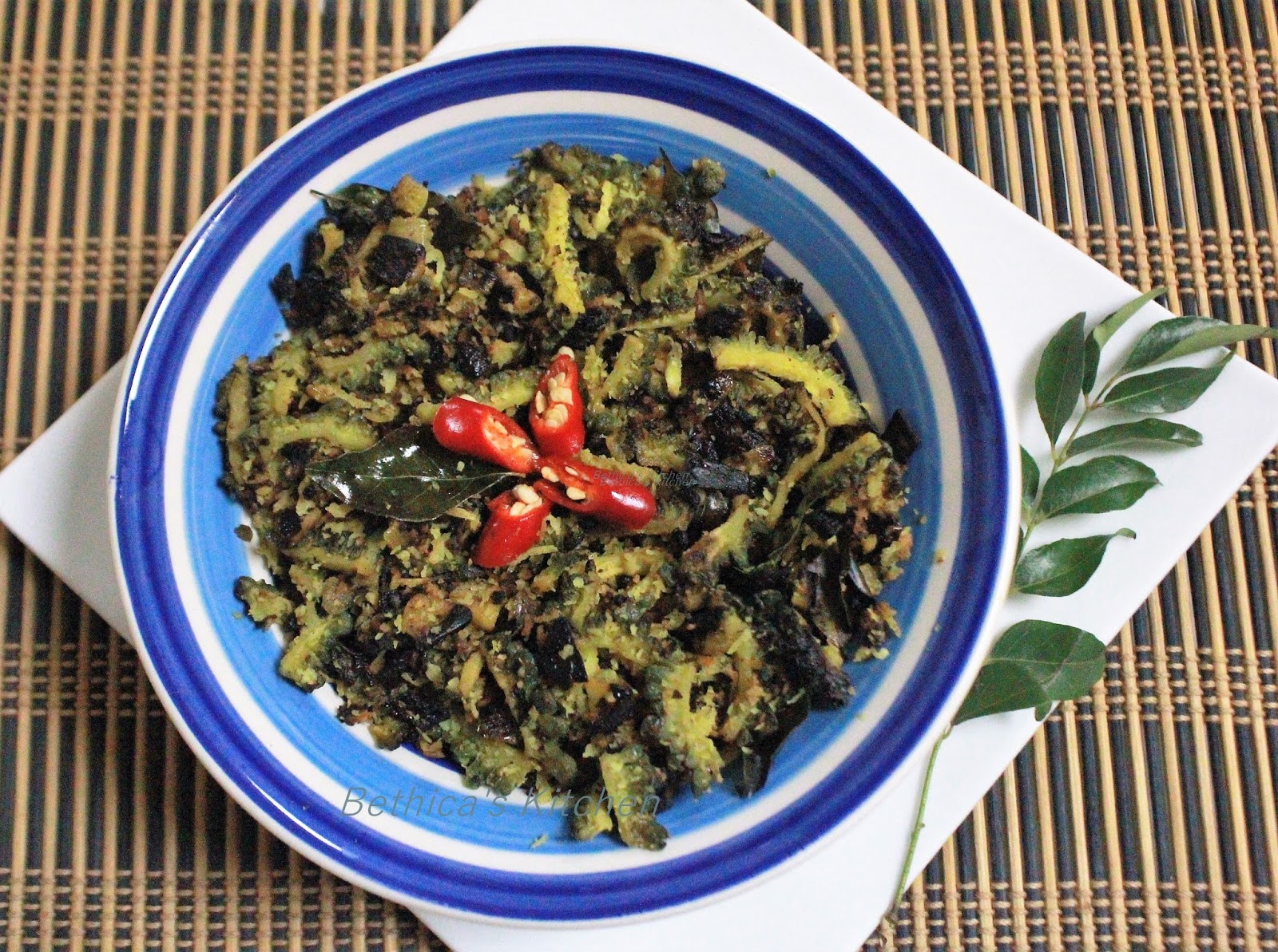 Bethica's Kitchen Flavours Pavakka (Bitter Gourd) Thoran Kerala Style