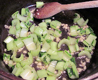 sauteing vitaminna stems & garlic