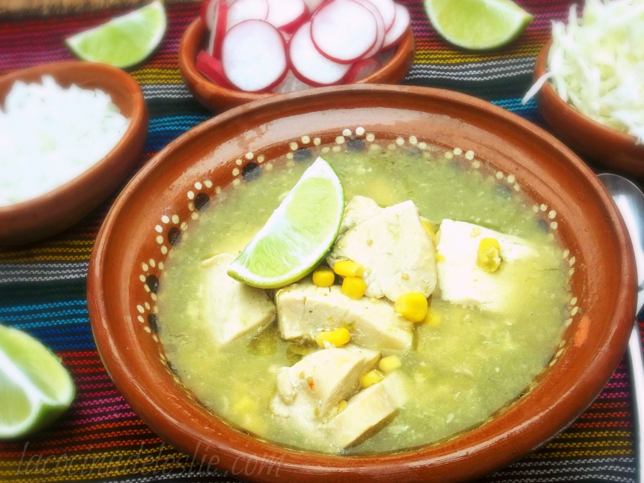 Pozolillo Verde {Green Chicken & Corn Pozole} SundaySupper La Cocina de Leslie
