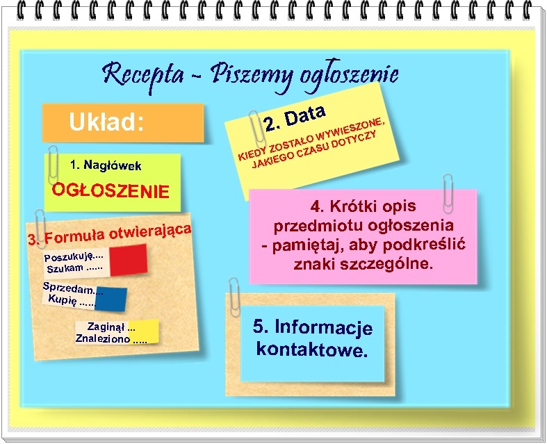 Jak Napisać Ogłoszenie O Zgubionej Rzeczy EDUKACJA WCZESNOSZKOLNA: Ogłoszenie