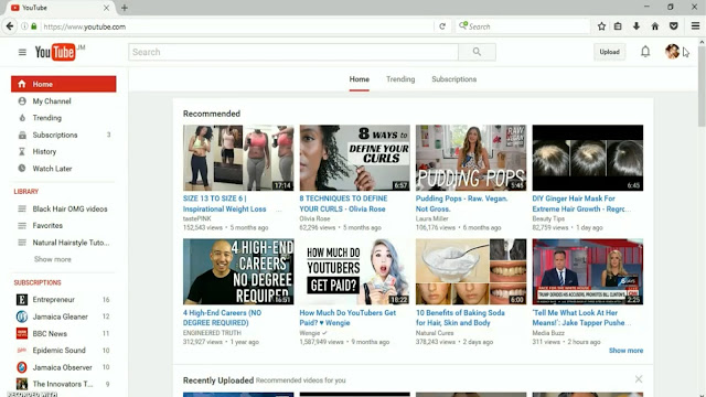 YouTube main page