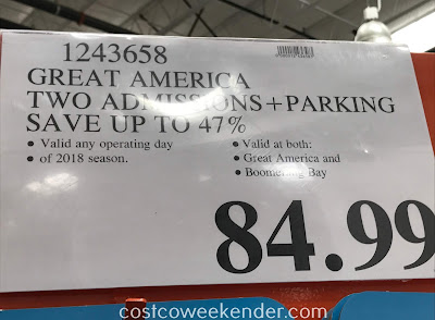 Deal for 2 Great America General Admission Tickets for only $84.99 at Costco