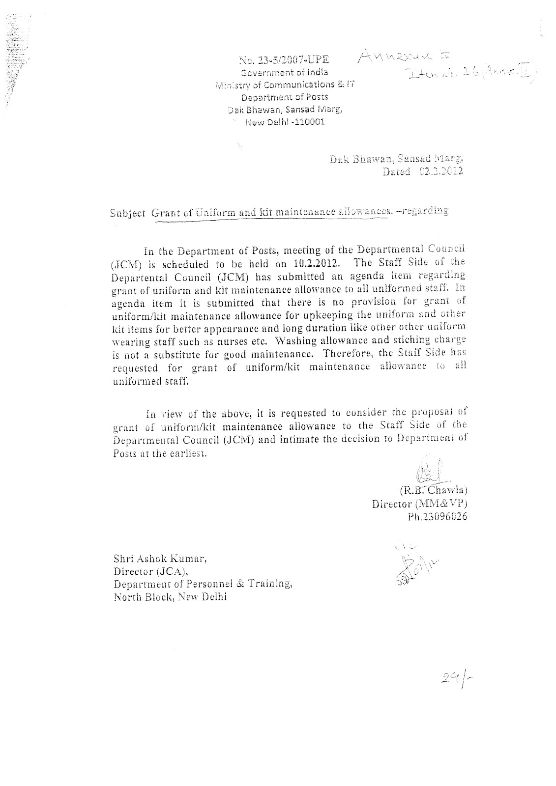 National Federation of Postal Employees Grant of Uniform and kit