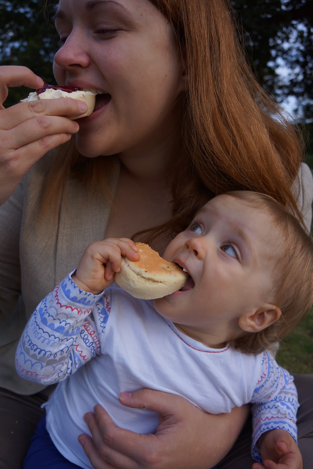mum and baby eating scones