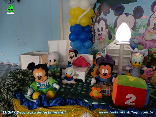 Disney Baby - decoração tradicional luxo - detalhes 03 Mesa temática Baby Disney para festa de aniversário infantil