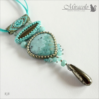 wisior z larimarem i apatytem, larimar pendant