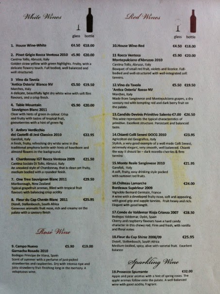 a list wines