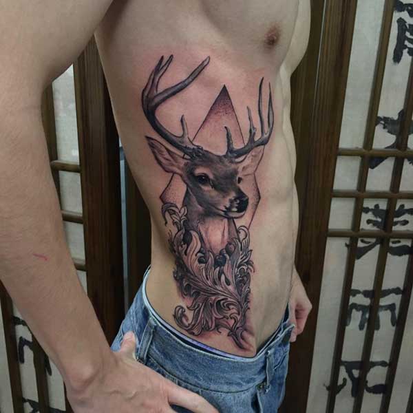 man belly deer tattoo man belly deer tattoo