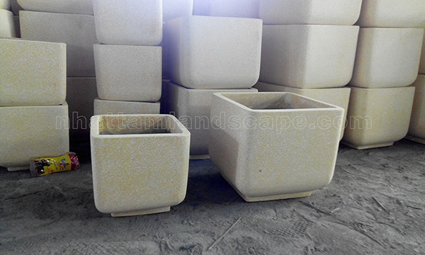 Chậu xi măng đá mài vuông - 1