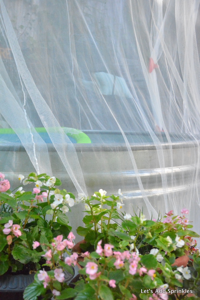 Let's Add Sprinkles IKEA Mosquito Netting Around the Stock Tank Pool