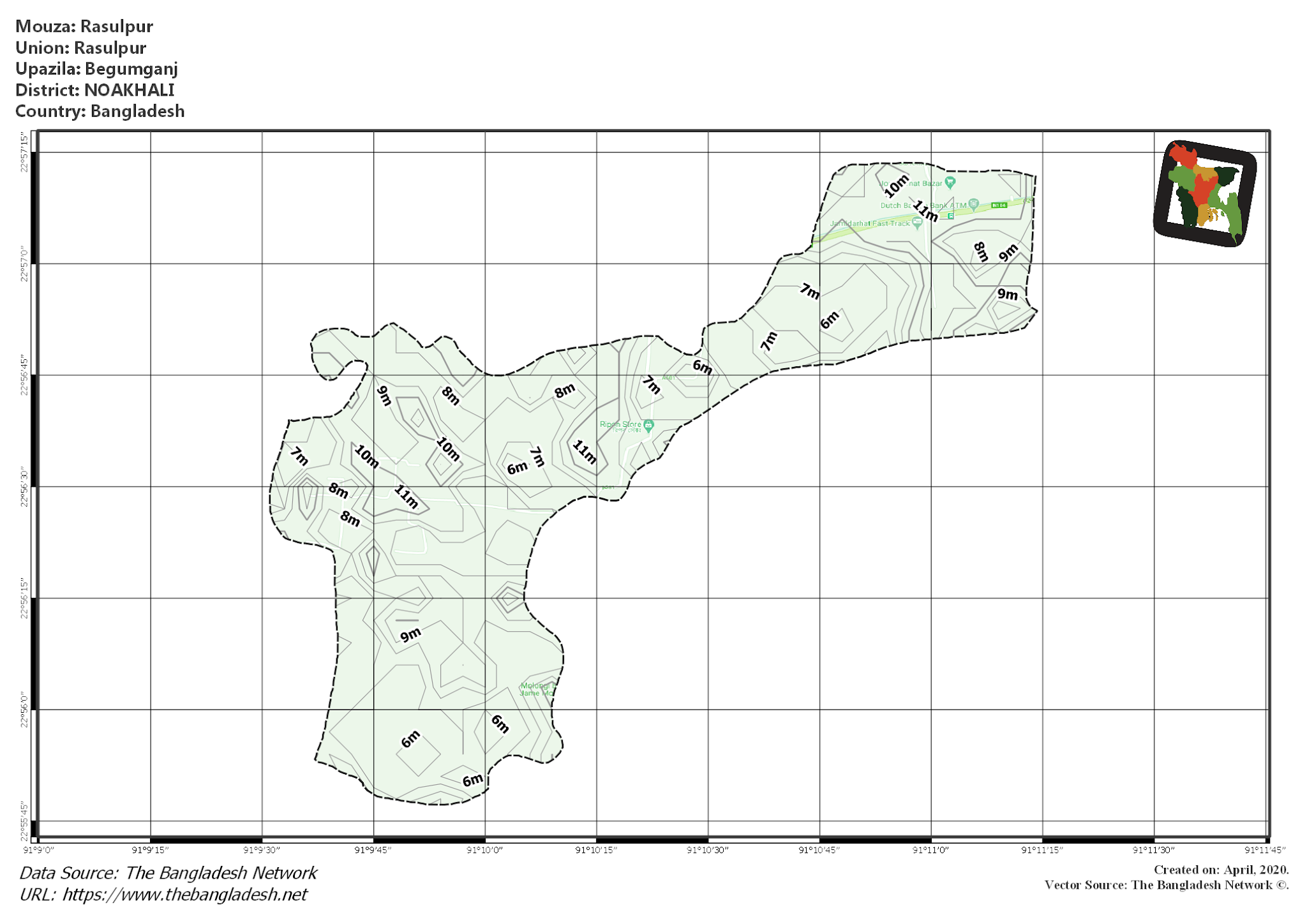Map of Rasulpur Mouza of Begumganj Upazila, NOAKHALI Map of Rasulpur Mouza of Begumganj Upazila, NOAKHALI, Bangladesh.