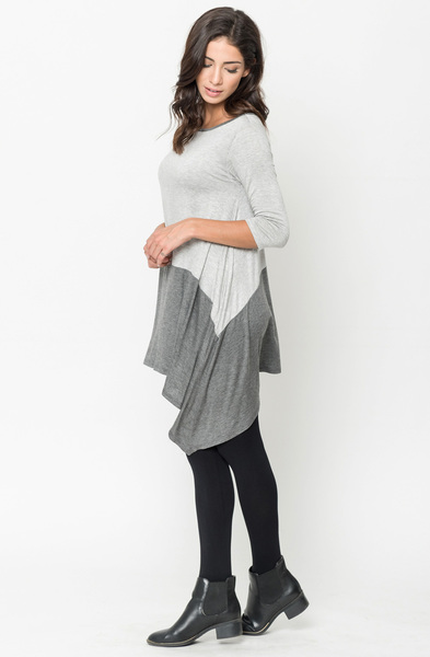 Buy Now Heather grey Two Tone Jersey Tunic Online $20 -@caralase.com