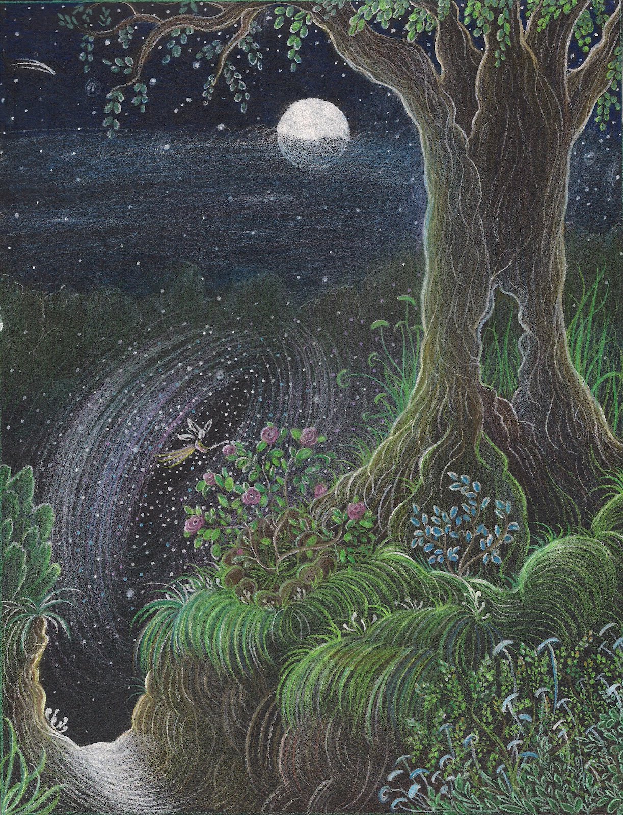 Secret moon. Mystical Space Art. Scottish Moon Art. Upper Moons Art.