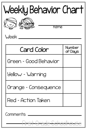 Classroom Freebies: Weekly Behavior Charts