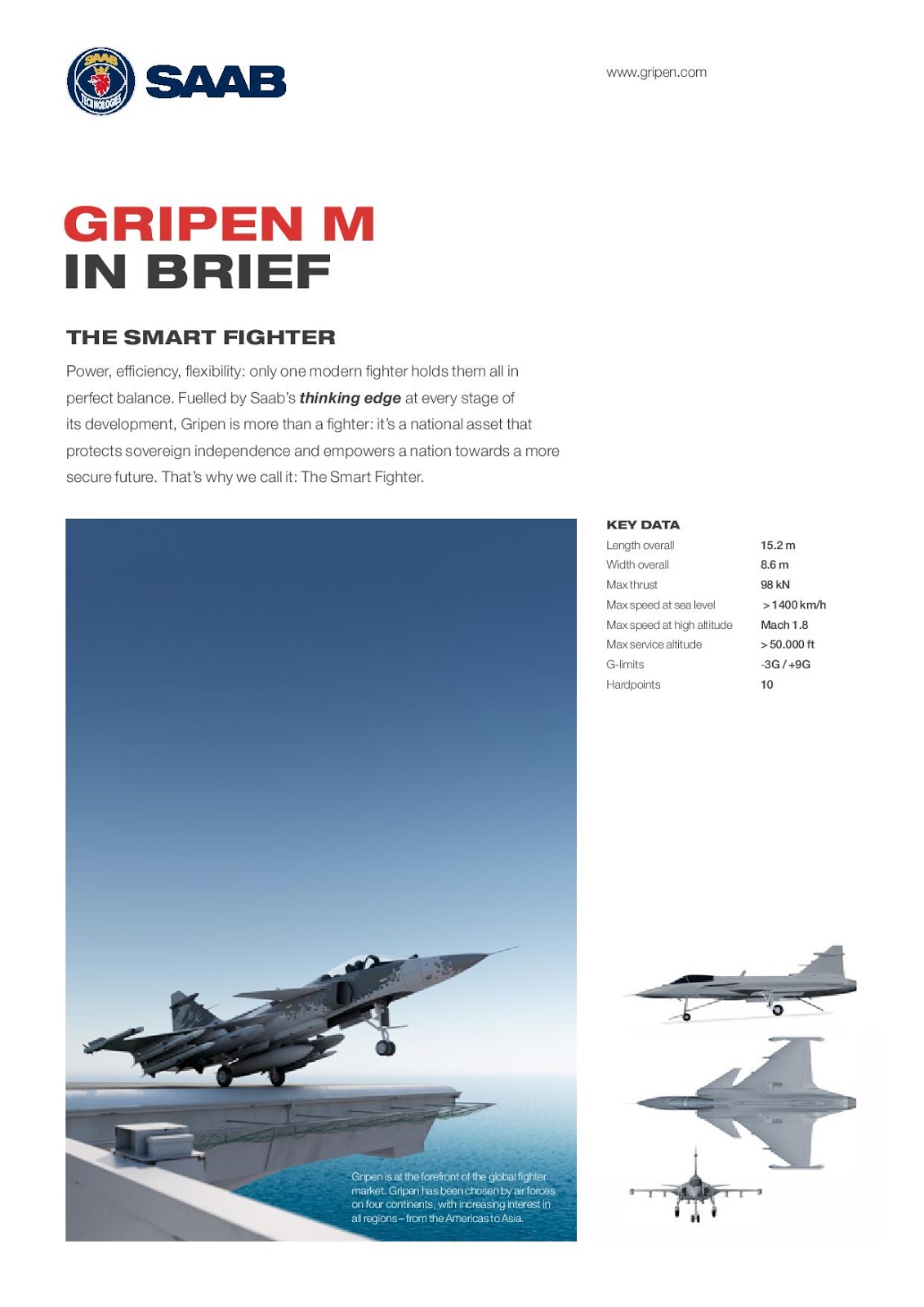 Gripen-M : نسخه بحريه تعمل من على متن حاملات الطائرات  Gripen_m_factsheet-page-001