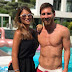 Shirtless Lionel Messi and His Wife pictured together at Poolside