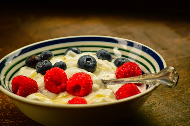 Healthy breakfast Greek yogurt and berries