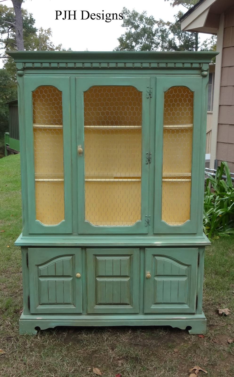Pjh Designs Hand Painted Antique Furniture Vintage Hutch To Green Vintage Hutch To Green Jelly Style Cabinet