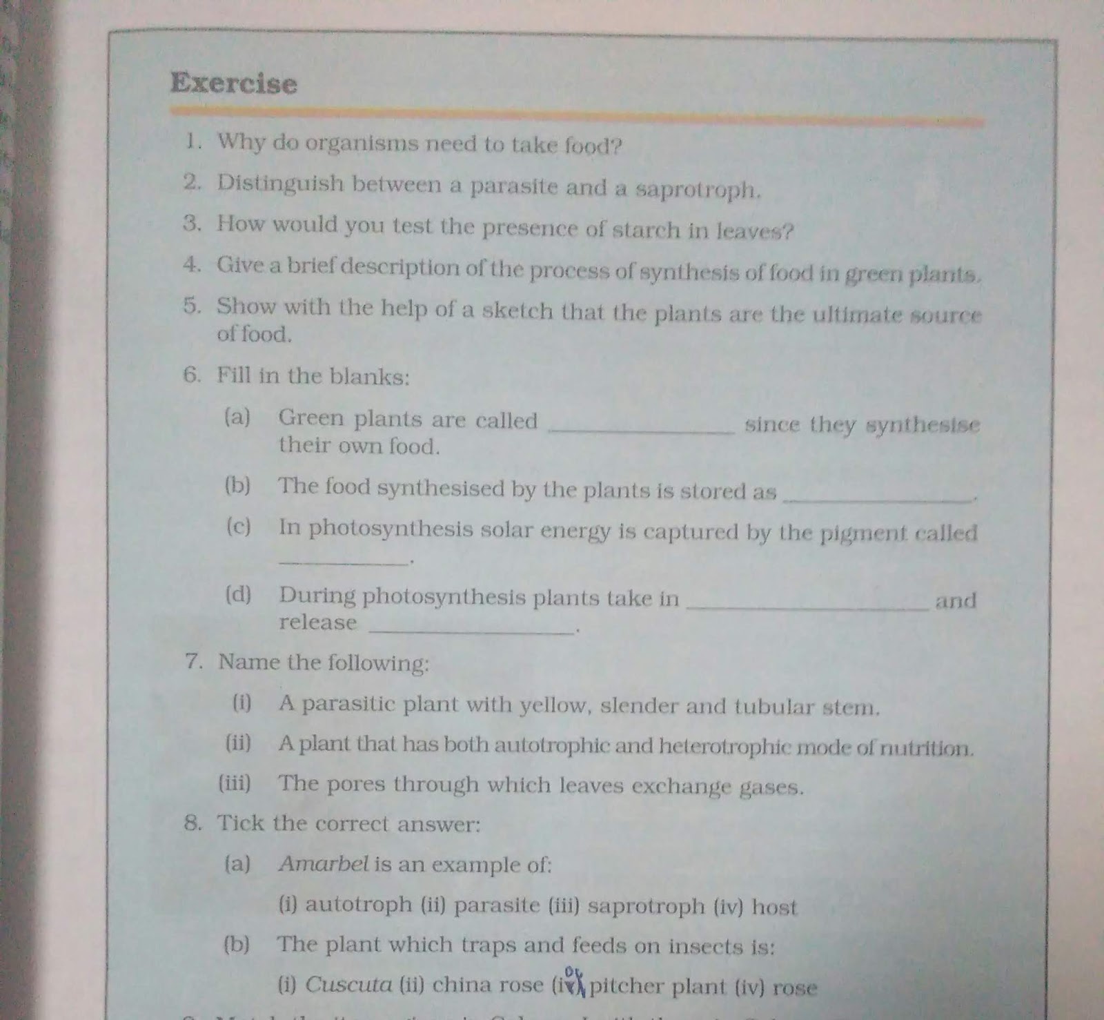 NUTRITION IN PLANTS QUESTION ANSWER CLASS 7 SCIENCE visual data 7