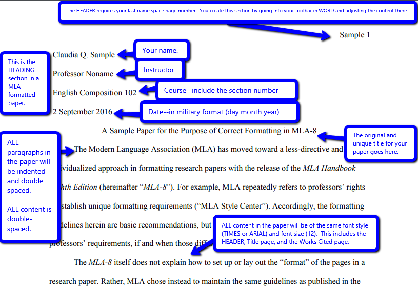 what is mla format for an essay on word