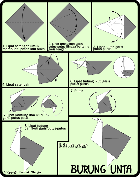 Cara Membuat Origami BURUNG UNTA Untuk Anak