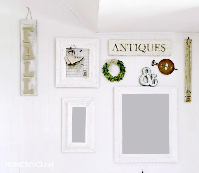 White gallery wall with Fall decor