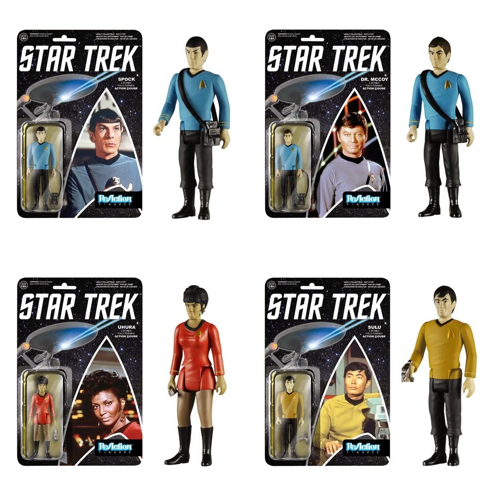 Star Trek: The Original Series ReAction Wave 1 Retro Action Figures by Funko & Super7 - Spock, Dr. McCoy, Uhura & Sulu