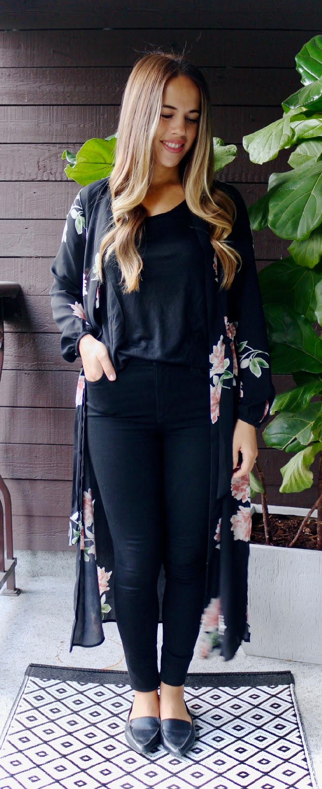 Jules in Flats - All Black Kimono Outfit (Business Casual Fall Workwear on a Budget) 