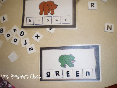 Brown Bear story activities and color word Kindergarten centers