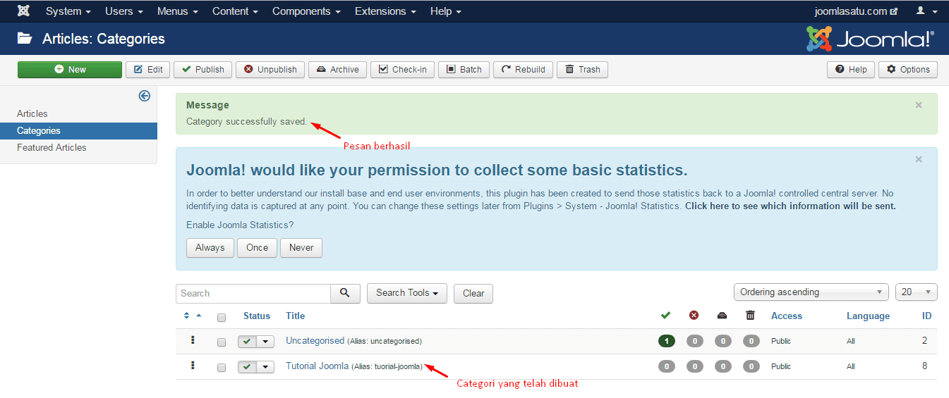Cara Membuat Kategori di Joomla 3.X Dengan Mudah - HipWe Web Cara Membuat Kategori di Joomla 3.X Dengan Mudah - HipWe Web