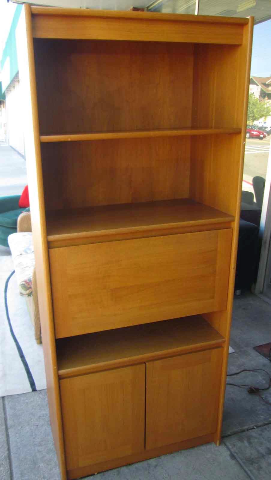 UHURU FURNITURE & COLLECTIBLES SOLD Teak Bookcase with Drop Down