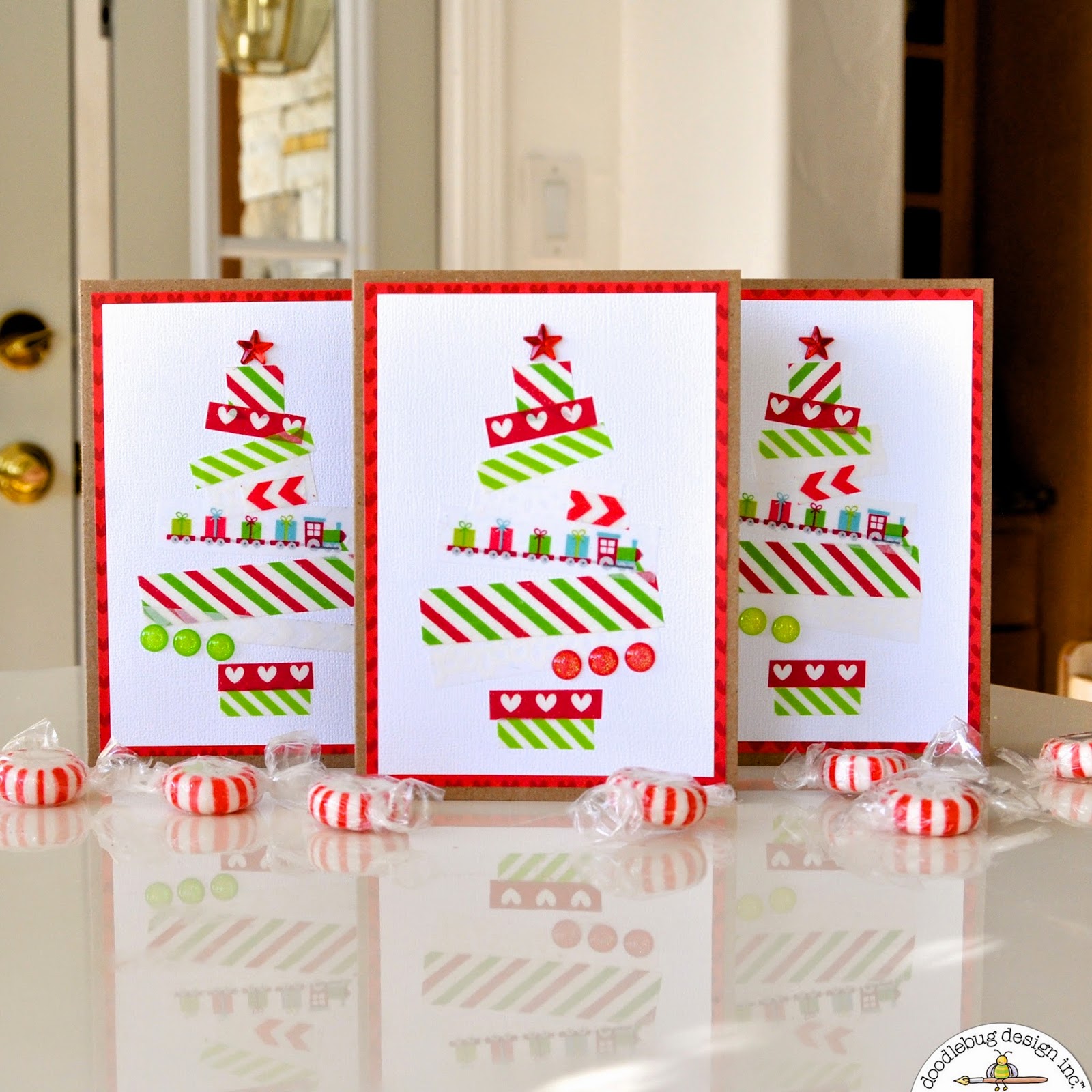 Doodlebug Design Inc Blog Quick & Easy Washi Tape Christmas Tree Cards
