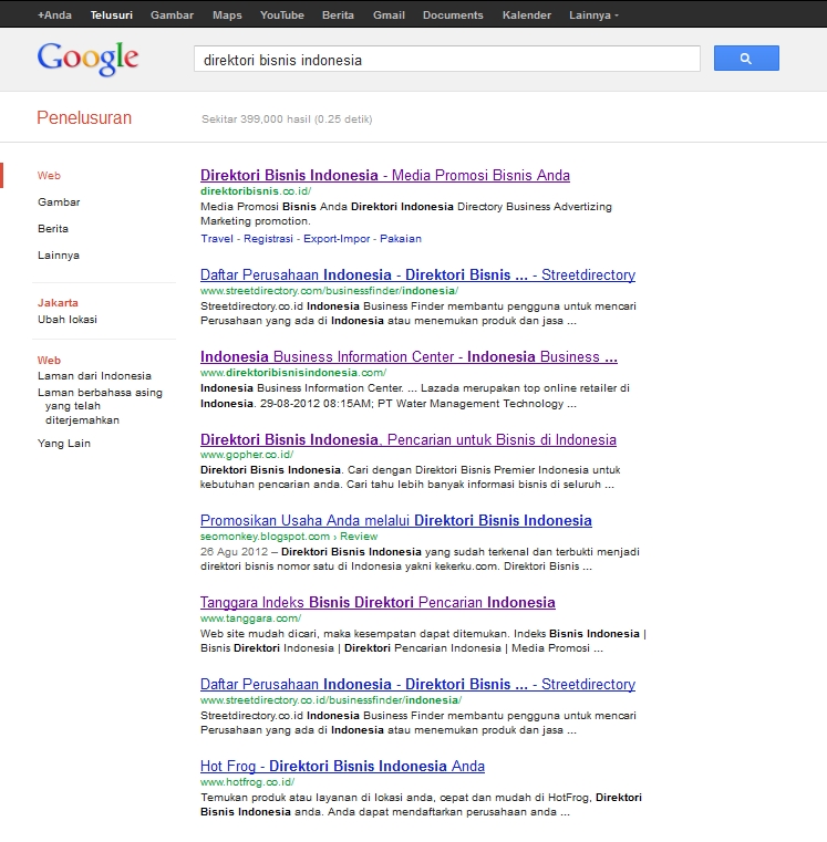 hasil pencarian direktori bisnis indonesia di google.co.id