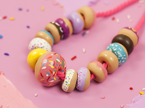 polymer clay donut necklace tutorial