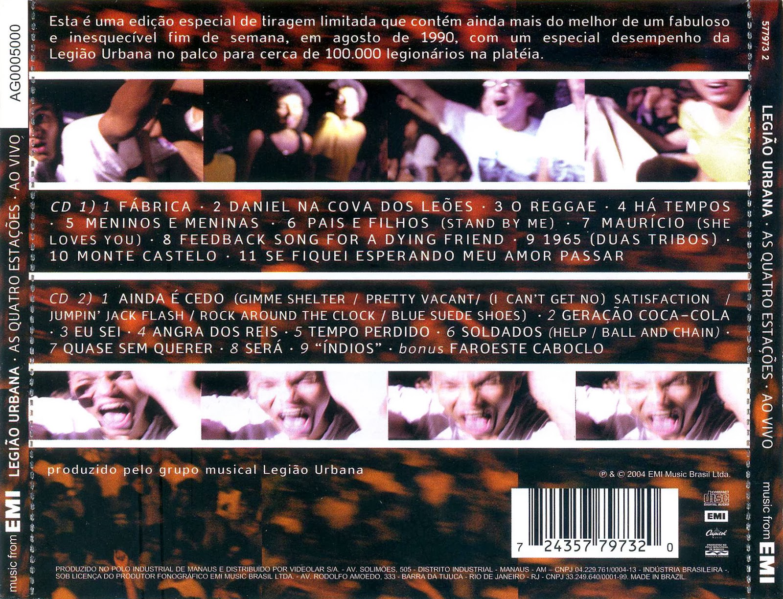 Encarte Legião Urbana As Quatro Estações