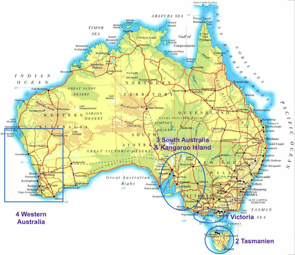 Terra Australis und Zielgebiete