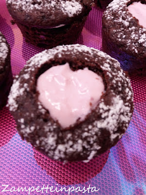 Muffin al cioccolato e lamponi - Dolce per San Valentino